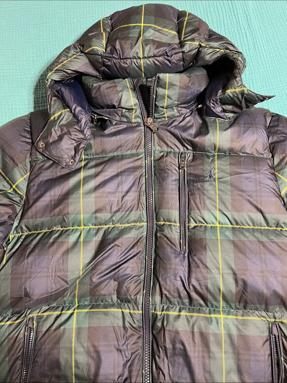 NWT Polo Ralph Lauren Blackwatch Tartan Plaid Hooded Down Puffer Jacket